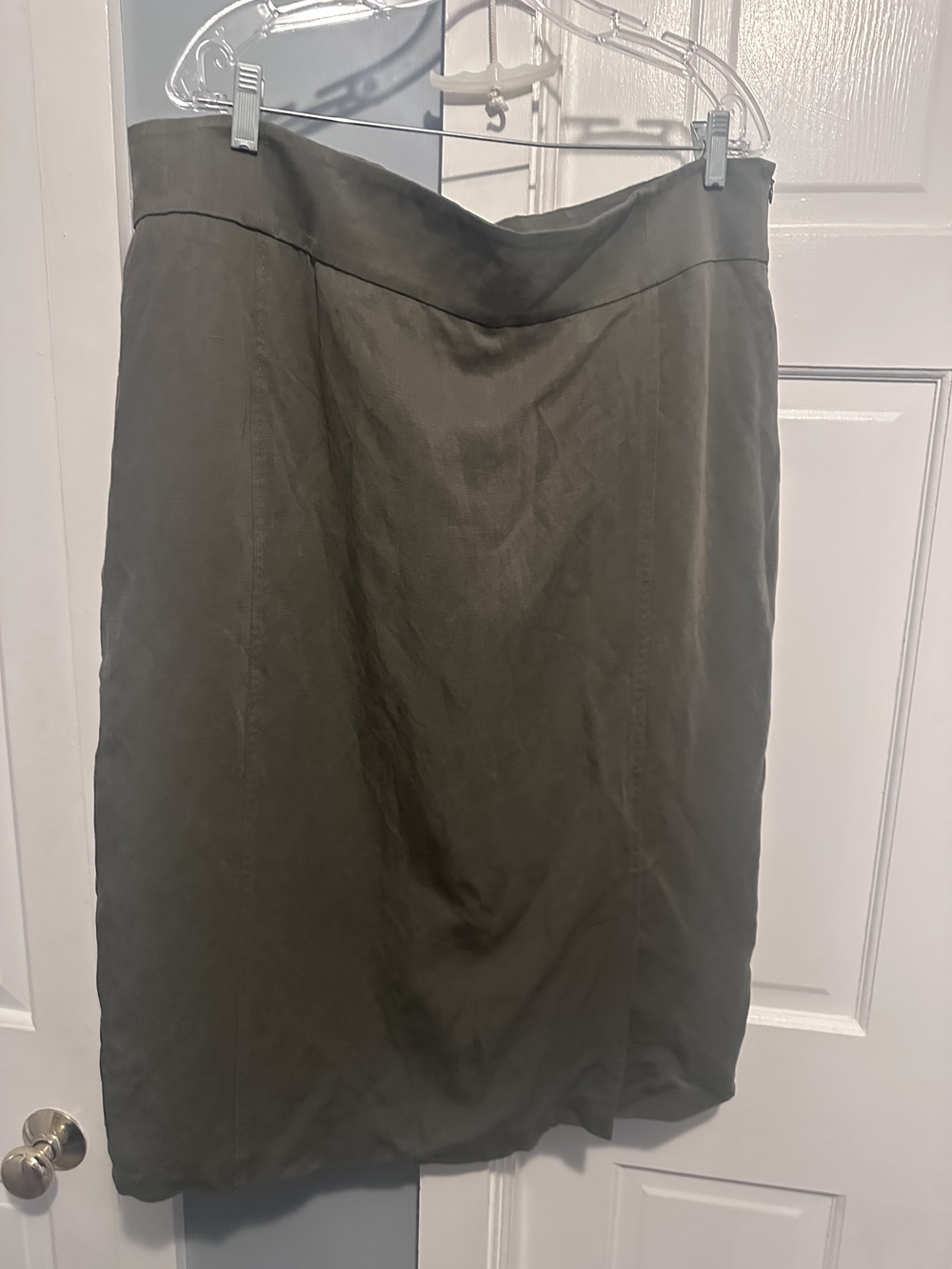 Marina Rinaldi Olive Green Pencil Skirt With Slit
